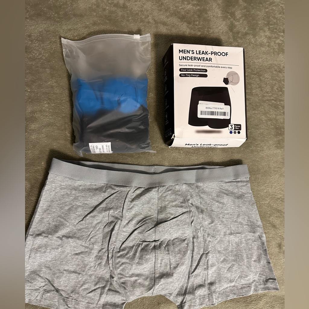 Men’s Incontinence Cotton Briefs/Leakproof/Washable & Reusable, Xl New In Box